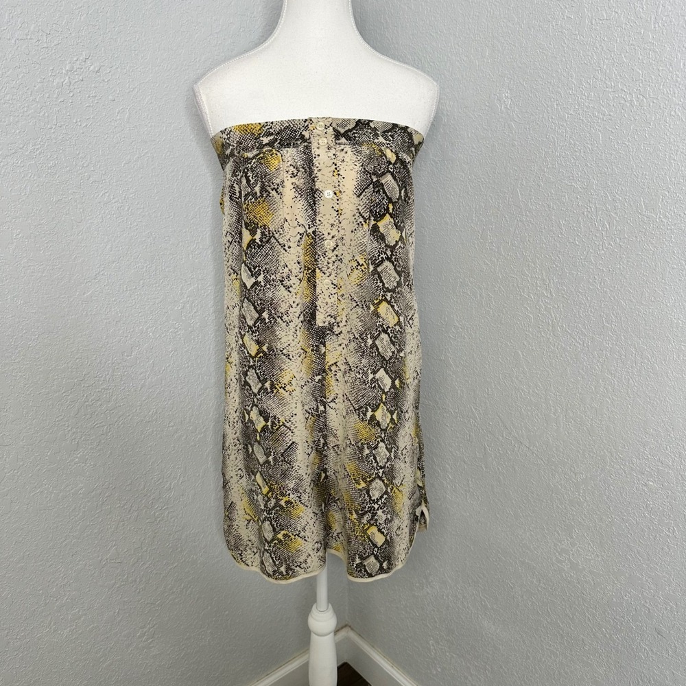 Toupy Paris Snake Print Strapless Button Front Mini‎ Romper Women's